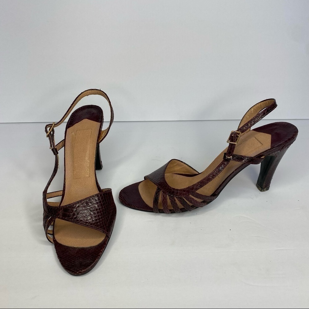 𝅺GENUINE Snakeskin Burgundy Heels